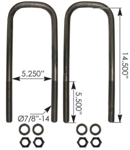 Стремянка рессоры тягача задняя под 1 лист (с гайками) OD=22mm/L=368mm/S=133mm FTL, AUBK8866-144