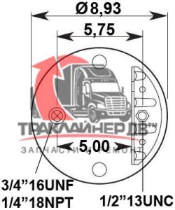 Пневморессора задней подвески тягача (пластик/одна шпилька) INTER 9800, 449648-CPL