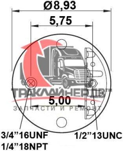 Пневморессора задней подвески тягача (пластик/две шпильки) INTER 9800, 449371-CPL