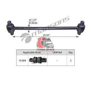 Тяга поперечная реактивная тягача (рама-мост) L=645mm INTER 9000, 3548381C1/580.030