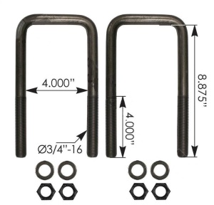 Стремянка рессоры тягача передняя П-образная (с гайками) OD=19mm/L=225mm KWT800/T2000, AUBK8254-087
