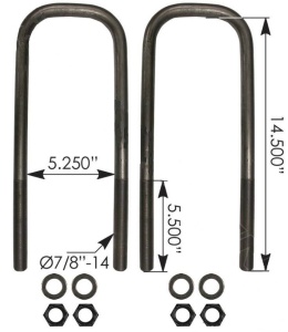 Стремянка рессоры тягача задняя под 1 лист (2шт.с гайками) OD=22mm/L=368mm/S=133mm FTL, AUBK8866-144