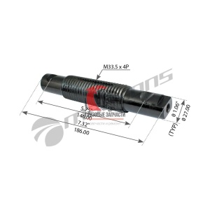 Палец рессоры передней резьбовой (6Q) KW T2000, 540.040 Палец рессоры передней резьбовой (6Q) KW T2000, 540.040