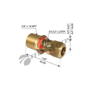 Фитинг соединительный (трубка 3/8" (9.5mm), резьба 3/8" (9.5mm) (наруж.резьба), 731.120.802