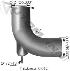 Колено выхлопной трубы со шпилькой OD=5" (127mm) 90° DEG, 562.U4617476A Колено выхлопной трубы со шпилькой OD=5" (127mm) 90° DEG, 562.U4617476A