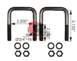 Стремянка рессоры тягача задняя малая П-обр (с гайками) OD=19mm/L=130mm/S=88.9mm PB387, AUBK8253-051