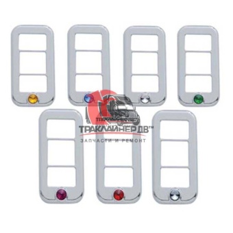 Накладка клавиши переключателя хром/пластик (3 отв.) FLC/FCL, UP42038