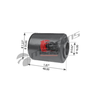 Сайлентблок тяги поперечной кабины OD=41.8mm/L=47.6mm/ID=16.5mm FTL, 360.059
